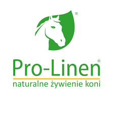 Logo firmy Pro-linen. Napis naturalne żywienie koni.