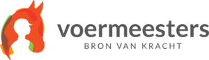 Logo VOERMEESTERS pasze dla koni. Głowa konia i jeźdźca.